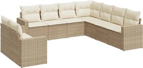 vidaXL 9 részes bézs polyrattan kerti ülőgarnitúra párnákkal