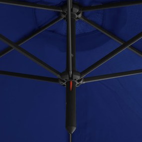 Azúrkék dupla napernyő acélrúddal 600 cm