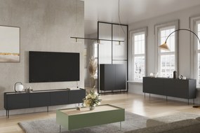 Desin 220 4D1SZ négyajtós TV-szekrény polccal - matt fekete / nagano-tölgy