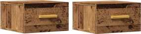 vidaXL 2 db kézműves tölgy falra szerelhető éjjeliszekrény 35x35x20 cm