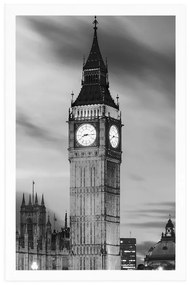 A londoni Big Ben plakátja fekete-fehérben