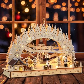 CLEMENT karácsonyi LED ív, 45x12,5x28cm, természetes barna Monzana