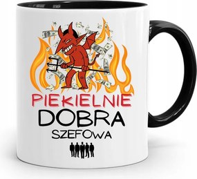 Bögre Fekete Ajándék Pokolian Jó Főnöknő fényképes nyomtatással