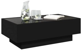 Fekete szerelt fa dohányzóasztal LED-del 90 x 50 x 30 cm