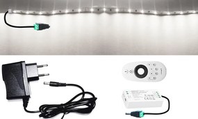 2m hosszú 12Wattos, RF 4 zónás FUT007 távirányítós, vezérlős, adapteres hidegfehér LED szalag (120db L2835 SMD LED)