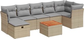 vidaXL 8 részes bézs polyrattan kerti ülőgarnitúra párnával