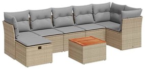 vidaXL 8 részes bézs polyrattan kerti ülőgarnitúra párnával