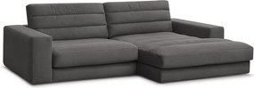 Antracitszürke bársony sarokkanapé (jobb oldali-heverő résszel) Sierra – Bobochic Paris
