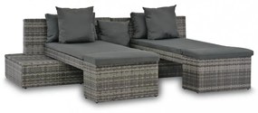 4-részes szürke polyrattan kerti bútorszett párnákkal