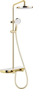 Mexen Axis falon kívüli zuhanykészlet esőztetővel és csapteleppel, arany/fehér - 78112-25