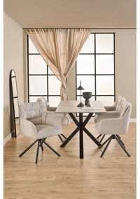 Bézs kárpitozott karfás étkezőfotel Alonso – Actona