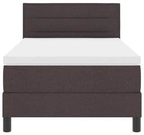Boxspring Ágy Mattal és LED-fénnyel Sötétbarna 90x200 cm Szövet