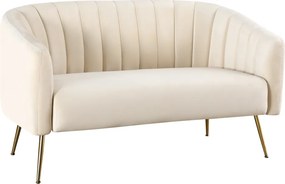 Design kétszemélyes kanapé, bézs Velvet szövet/gold króm-arany, BAGY