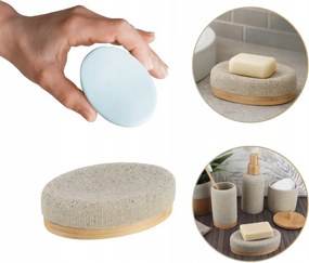 Fürdőszobai Szappantartó Mosdóhoz Tartós Bambusz Bézs