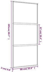 aranyszínű átlátszó ESG üveg és alumínium tolóajtó 90 x 205 cm