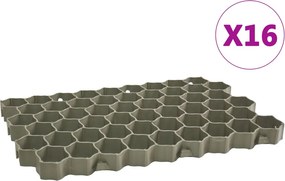 vidaXL 16 db zöld műanyag fűrács 60 x 40 x 3 cm