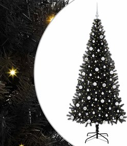 vidaXL Karácsonyfa 300 LED-del állvánnyal Fekete 210 cm PVC