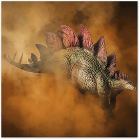 Poszterek 100x100 Stegosaurus a fĂŒst hĂĄtterĂ©ben