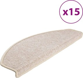vidaXL 15 db lépcsőszőnyeg 65 x 24 x 4 cm bézs félkör alakú, nagy