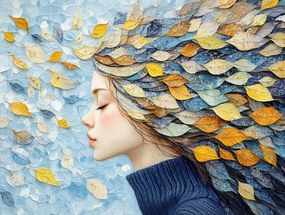 Vászonkép Canvas Portré Nő Lány Levelek Ősz 100x75