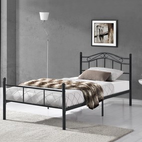 [en.casa] Egyszemélyes ágy Split 120 x 200 cm fémkeretes vintage ágykeret design ágy fekete