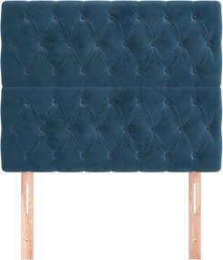 sötétkék bársony fejtámla 90x7x118/128 cm