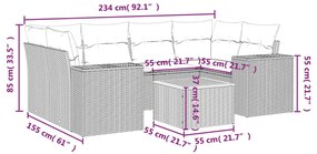 7 részes fekete polyrattan kerti ülőgarnitúra párnával