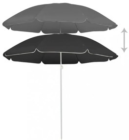 antracitszürke kültéri napernyő acél rúddal 180 cm