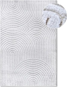 Plüss szőnyeg nappaliba 200x280cm, krémszínű modern boho 3D minta