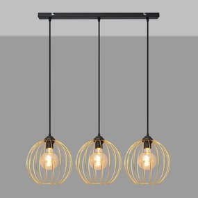 Csillár zsinóron MERCURE 3xE27/15W/230V arany/fekete