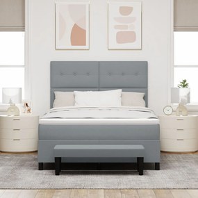 Box Spring Ágy Matraccal és Padlóval, Világosszürke 140x200 cm, Szövet