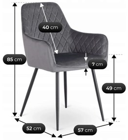 Elegáns Szürke Bársony Étkezőszék BRESSO