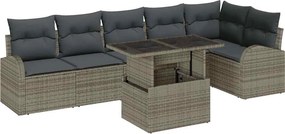 vidaXL Kerti Kanapé Szett párnával 7 pcs Szürke polirattan