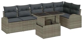 vidaXL Kerti Kanapé Szett párnával 7 pcs Szürke polirattan