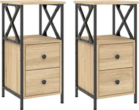 vidaXL 2 db sonoma tölgy színű szerelt fa éjjeliszekrény 34x35,5x70 cm