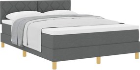 vidaXL Boxrugós ágy matracmal Sötétszürke 160 x 200 cm szövet