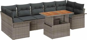 vidaXL Kerti Kanapé Szett párnával 8 pcs Szürke