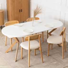 Bővíthető Étkezőasztal Fehér/Tölgy Színben. DORIAN 80-160 cm