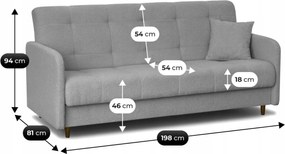 TIVOLI ágyazható kanapé szürke bouclé