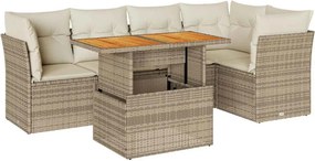 vidaXL 6 részes bézs polyrattan kerti ülőgarnitúra párnával