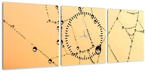 Egy harmatos pókháló képe (órával) (90x30 cm)