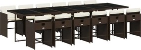 vidaXL 13 részes barna polyrattan kerti ülőgarnitúra párnákkal