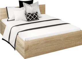 Ágy fém ráccsal és tárolóhellyel, 160x200, sonoma tölgy, DOLI