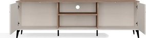 RTV POINT 2D TV állvány 183.5x40x12 cm, kasmír, fekete lábakkal, tölgy fedlappal