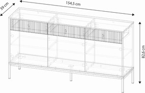 Komód MAGGIORE MA03 3 ajtó/3 fiók kasmír/arany
