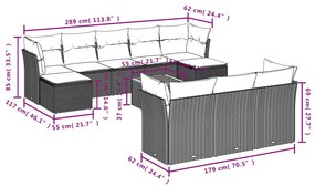 11 részes szürke polyrattan kerti ülőgarnitúra párnákkal