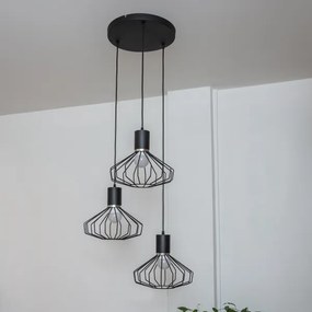 SOLANO kábeles csillár 3xE27/15W/230V fekete/fényes króm