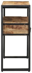 Végasztalok Fekete 90x33x75 cm Tömör Mangófából és Fémből