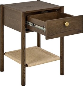 Sötét natúr színű éjjeliszekrény tölgyfa dekorral Monfort – Actona