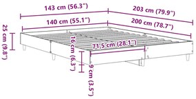 fekete szerelt fa ágykeret matrac nélkül 140 x 200 cm